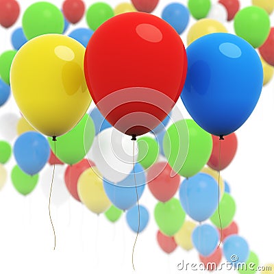 Colorful 3d balloons - Three in focus Stock Photo