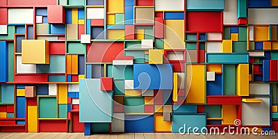 Colorful abstract art background in modular constructivism style AI Generative Stock Photo