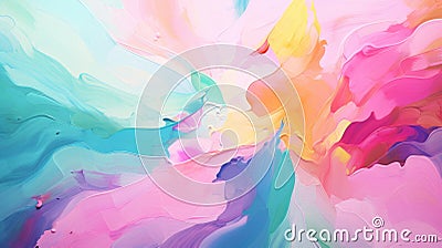 Vibrant Abstract Painting With Rococo Pastel Hues And Ultrafine Detail Stock Photo