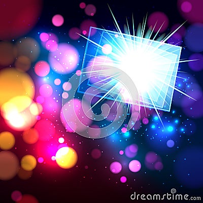 Colorful abstract background with bokeh defocused lights. Rectangle banner for your text Vector Illustration