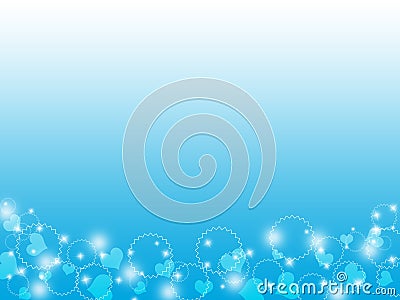 Blue abstract background with circle, hearts, stars and sparkle Stock Photo