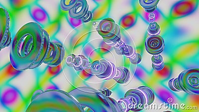 Colorful abstract background made of glowing rings and transparent glossy originals Stock Photo