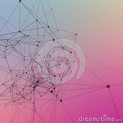Colorful abstract background gradient. Connecting dots with lines Stock Photo