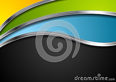 Colorful abstract background with metallic waves Vector Illustration