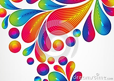 Colorful abstract background with striped drops splash Vector Illustration