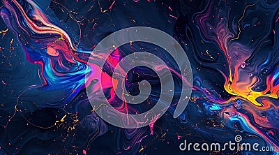 A colorful abstract background with swirling lines and glowing dots,creating an otherworldly pattern Stock Photo