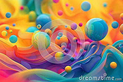 Colorful abstract balls glass background with futuristic abstract shapes Stock Photo