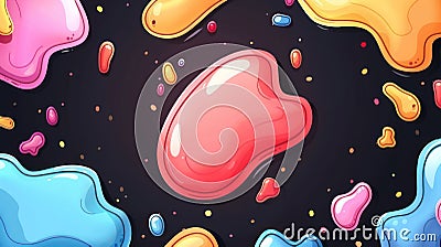 Colorful abstract blobs on a dark background, creating a playful and vibrant aesthetic Stock Photo
