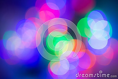 Colorful abstract blurred circular bokeh light of night city street for background. graphic design and website template design Stock Photo