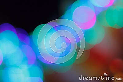 Colorful abstract blurred circular bokeh light of night city street for background. graphic design and website template Stock Photo