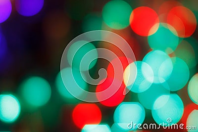 Colorful abstract blurred circular bokeh light of night city street for background. graphic design and website template Stock Photo