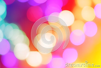 Colorful abstract blurred circular bokeh light of night city street for background. graphic design and website template Stock Photo