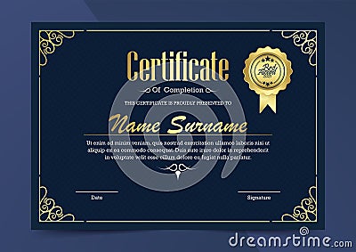 Colorful Award Certificate Template Vector Illustration