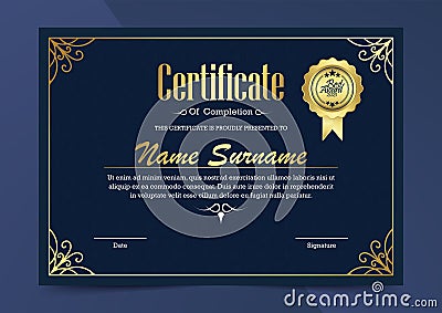 Colorful Award Certificate Template Vector Illustration