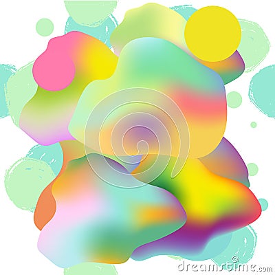 Colorful modern abstract poster, card with gradients, grunge, colored fluid, organic geometrical shape on white background. Vector Illustration