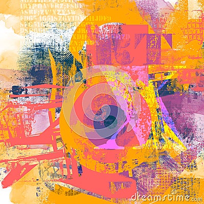 Colorful abstract composition with typo elements and forms. Stock Photo