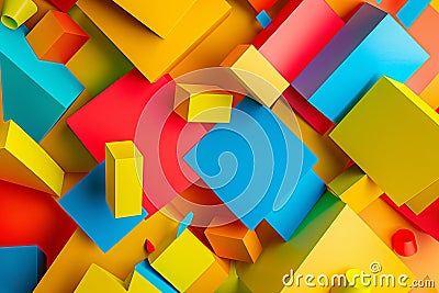 Colorful abstract cubic background with futuristic abstract geometric shapes Stock Photo