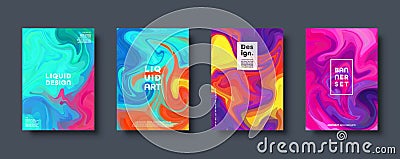 Colorful abstract geometric background. Liquid dynamic gradient waves. Fluid marble texture. Modern covers set. Eps10 Vector Illustration