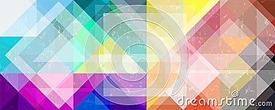 Colorful abstract geometric background, with triangles, squares, paint strokes and splashes Vector Illustration