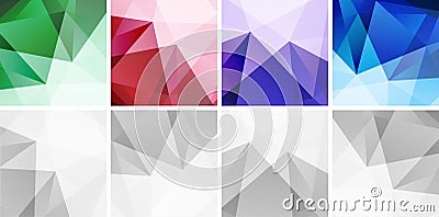Colorful abstract geometric backgrounds set. Technology patterns. Grey light triangular background. Vector illustration. Cartoon Illustration