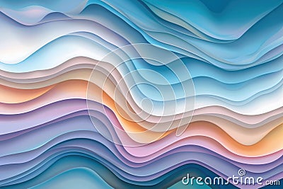 Colorful abstract gradient layers creating a serene wave pattern background Stock Photo
