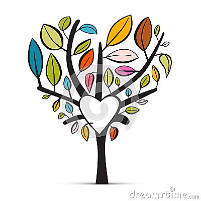 Colorful Abstract Heart Shaped Tree Vector Illustration
