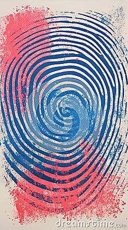 Colorful abstract illustration of a fingerprint closeup view Cartoon Illustration