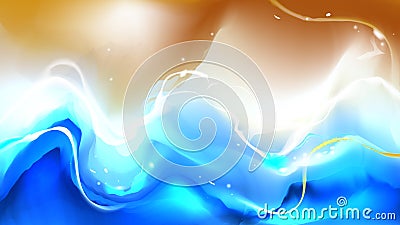 Colorful Abstract Ocean Painting Background. Trendy Wallpaper. Style Incorporates the Swirls of Marble or the Ripples Vector Illustration