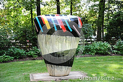 Colorful Abstract Odd-shaped Jun Kaneko Ceramic Art Exhibit at the Dixon Gallery and Gardens in Memphis, Tennessee Editorial Stock Photo