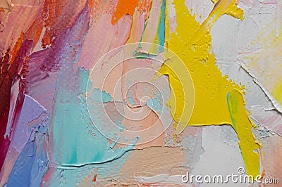 Fragment. Multicolored texture painting. Abstract art background. oil on canvas. Rough brushstrokes of paint. Closeup of a paintin Stock Photo