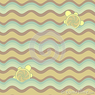 Colorful abstract pattern, waves and turtles Stock Photo