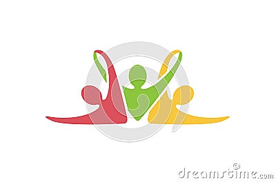 Colorful Abstract People Fitness Gym Training Logo Vector Illustration