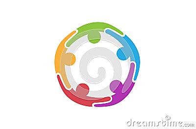 Colorful Abstract People Circle Logo Vector Illustration