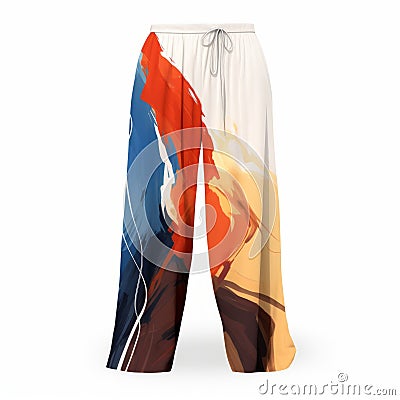 Colorful Abstract Scene Graphic Print Women's Pants Cartoon Illustration