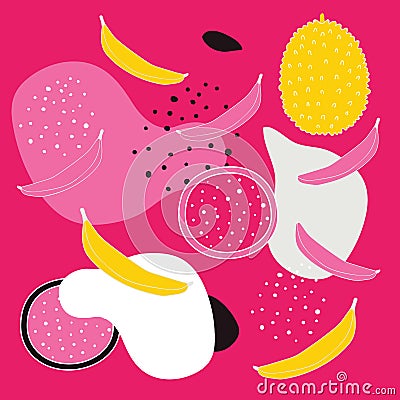 Colorful abstract seamless background pattern with tropical fresh fruits Stock Photo