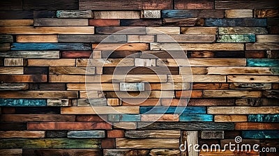 Abstract Stacked Wooden Blocks Create A Vibrant Geometric Backdrop Wall - Generative AI Stock Photo