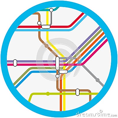 A colorful abstract subway, metro vector map Stock Photo