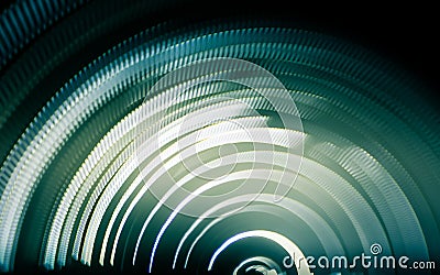 Colorful abstract trails of light. Dots, lines and bokeh on dark background. Stock Photo