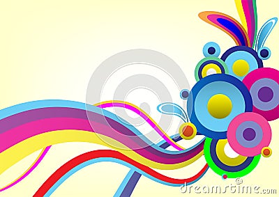 Colorful Abstract vector Background paint line art brush, curve and circle Vector Illustration