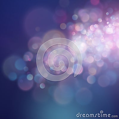 Colorful abstract vivid blur bokeh circles in soft color style background. Glitter holiday purple blue pink template Vector Illustration