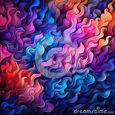 Colorful abstract waves with vibrant cartoonish style and thick impasto texture Stock Photo