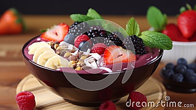 Colorful acai bowl with vibrant ingredients Stock Photo
