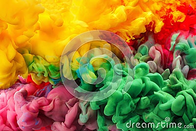 Colorful acrylic ink in water isolated. Abstract background. Color explosion Stock Photo