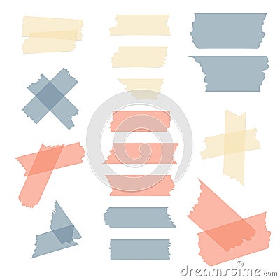 Colorful adhesive tape, masking pieces vector set Vector Illustration