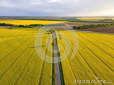 Colorful aerial countryside landscape Stock Photo