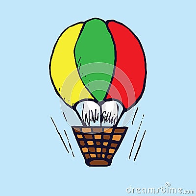 Colorful aerostat, hand drawn doodle, sketch in pop art style Vector Illustration
