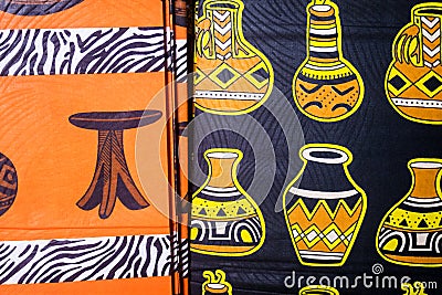 Colorful african fabrics Stock Photo