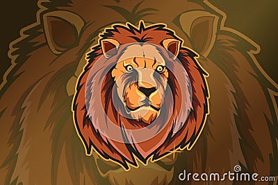 Colorful aggressive strong head lion Vector Illustration