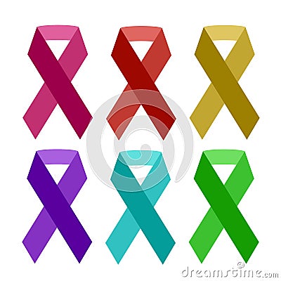 Colorful aids ribbon isolated on white vector awareness ribbon aids hiv symbol charity element Vector Illustration