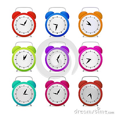 Colorful Alarm Clock Set Vector Illustration